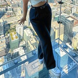 Abercrombie & Fitch Black Wide-Leg Trousers